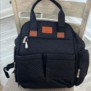 Black Quilted Diaper Bag Backpack